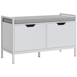 HOMCOM Banco Sapateira para Entrada com Assento Almofadado Amovível para 4 Pares de Sapatos 84x35x50 cm Branco
