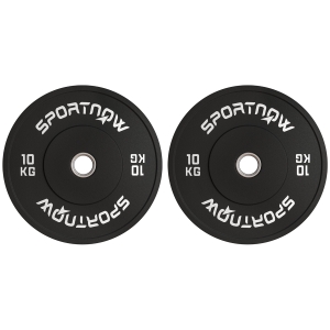 SPORTNOW Set 2 Discuri Greutăți de 10 kg din Cauciuc cu Orificiu de 2"/5 cm pentru Gantere și Haltere, Negru