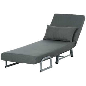 HOMCOM Fotel do spania, fotel tapicerowany, przekształcany w łóżko dla gości, ergonomiczny, ciemnoszary
