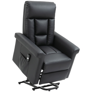 HOMCOM Power Lift Recliner Chair PU Leather Black