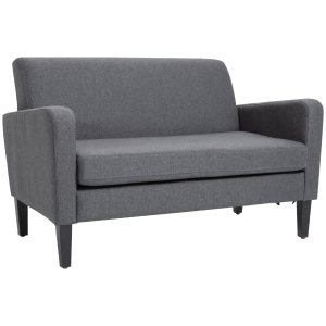 HOMCOM Modern 2-Seat Sofa Loveseat Grey with Wood Legs
