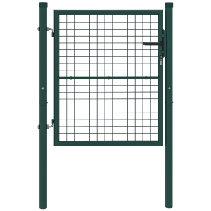 Outsunny Porta de Jardim 97x150 cm Porta para Vedação de Barra de Aço com Puxador Fechadura e 3 Chaves para Exterior Pátio Verde