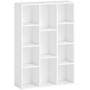 HOMCOM Estante de 3 Níveis Estante para Livros com 11 Compartimentos Desenho Vertical ou Horizontal 74,3x24x106 cm Branco