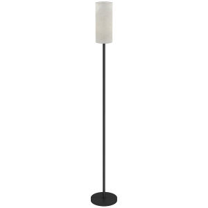 HOMCOM Lampa podłogowa, abażur w optyce lnu, metalowy słup, przełącznik nożny, Biały
