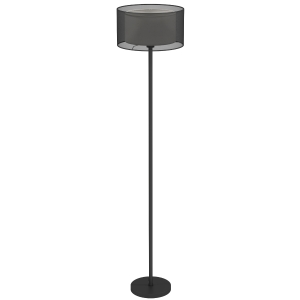 HOMCOM Stehlampe, zweifarbiger Lampenschirm, Fußschalter, Metall, Schwarz