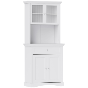 HOMCOM Armário de Cozinha Moderno com 1 Gaveta 4 Portas e Prateleiras Ajustáveis Armário Alto de Cozinha 79x40x180 cm Branco