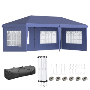 Outsunny 3x6m Pop Up Gazebo Blue with Sidewalls
