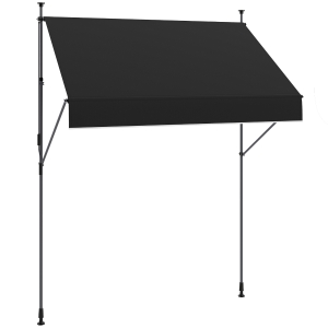 Outsunny Toldo Manual Retráctil 200x120x210-310 cm para Balcón y Terraza con Altura Ajustable con Manivela Negro