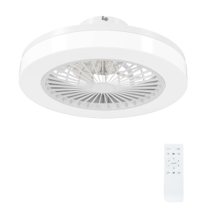 HOMCOM Ventilador de Techo con Luz LED Regulable Motor DC Silencioso Control Remoto y Temporizador 2/4 Horas Ø46x16 cm Blanco