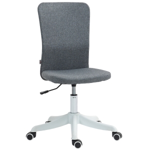 HOMCOM Silla de Oficina con Ruedas Altura Ajustable y Tapizado en Lino Sintético para Oficina o Estudio 53x43x85-93 cm Gris