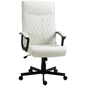Vinsetto Silla de Oficina con Respaldo Alto Altura Ajustable y Función de Inclinación 65x65x102-112,5 cm Blanco Roto