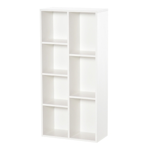HOMCOM Bibliotecă din Lem Stil Vintage Cubica cu 7 Suporturi Diferite din MDF pentru Casă și Birou, 50x24x106 cm, Alb