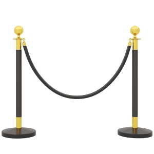 HOMCOM Stâlpi de delimitare din oțel inoxidabil cu frânghie catifelată neagră de 1,5 m și bază umplibilă, Ø32x96 cm