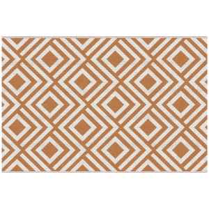 Outsunny Alfombra Exterior Reversible 182x274 cm de Plástico Impermeable para Terraza Patio Camping Playa Rojo y Blanco