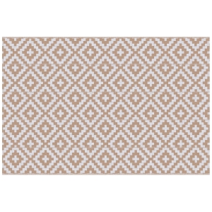 Outsunny Tapete de Exterior 182x274 cm Reversível com Desenho Geomátrico  para Varanda Pátio Campismo Prais Branco e Castanho
