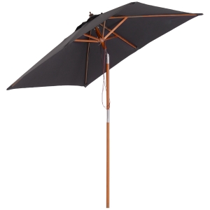 Outsunny Sonnenschirm 200 x 150 x 235 cm Knickbarer Gartenschirm 3-stufig einstellbar rechteckig Strandschirm wasserabweisend und UV-beständig für Strand Balkon Terrasse Garten Dunkelgrau
