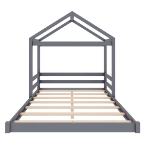 Lit pour enfants en forme de maison140x200 cm，sans matelas, Gris