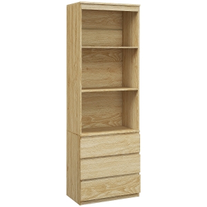 HOMCOM Bibliothèque haute de 180 cm avec 3 étagères et 3 tiroirs dim. 60L x 35l x 180H cm Panneaux Particules effet bois