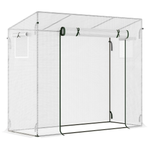 Outsunny Invernadero de Exterior con Ventanas y Marco de Acero Invernadero para Cultivar Tomates Flores 200x76x168 cm Blanco