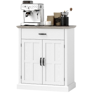HOMCOM Buffet Moderne Blanc 2 Portes Tiroir Étagère 75x40x91cm