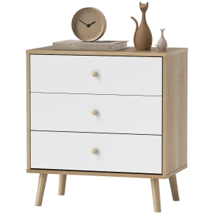 HOMCOM Commode Moderne 3 Tiroirs Chêne 60x35x65 cm
