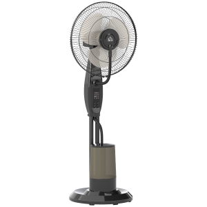 HOMCOM Ventoinha de Pé com Nebulizador 75 W Temporizador Depósito de 3,2L Controlo Remoto 3 Velocidades 3 Hélices e Ecrã LED Ø44,5 cm Preto