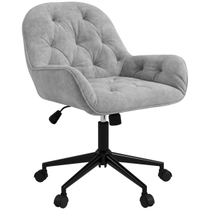 Vinsetto Chaise de bureau, fauteuil de bureau en velours siège pivotant à 360° réglable en hauteur, 60 x 61 x 81-91 cm gris clair