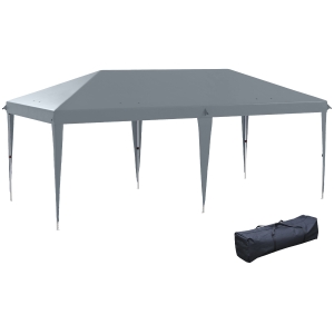 Outsunny Carpa Plegable Gazebo 6x3 m con Altura Ajustable en 3 Niveles Toldo Anti-UV y Bolsa de Transporte Gris Claro