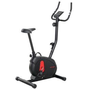 SPORTNOW Bicicleta Estática con Resistencia Magnética Ajustable Sensor Pantalla LCD y Asiento Regulable 88x50,5x131,5 cm Negro