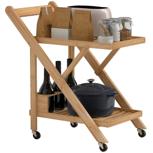 HOMCOM Carrello Cucina Portavivande Pieghevole con Portabottiglie