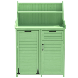 Armoire de jardin en bois avec étagères, Vert
