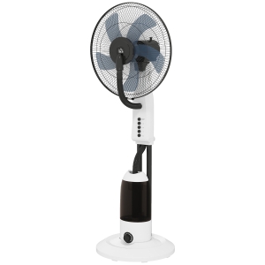 HOMCOM Ventilateur brumisateur 90 W 120 cm avec oscillation à 70°, 3 vitesses, réservoir d'eau de 2,8L et roulettes, blanc