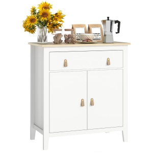 HOMCOM Buffet salon meuble de rangement avec placard à 2 portes, tiroir et étagère réglable, 80 x 40 x 90 cm, blanc