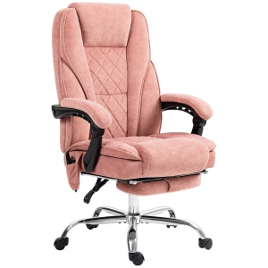 Vinsetto Fauteuil de bureau massant et chauffant hauteur réglable dossier inclinable télécommande repose-pieds rétractable rose