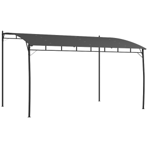 Outsunny Pergola Gazebo con 12 Fori di Drenaggio, in Metallo e Poliestere, 400x296x200/262 cm, Grigio Scuro