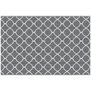 Outsunny Alfombra Exterior Reversible 182x274 cm de Plástico Impermeable para Terraza Patio Camping Playa Gris y Blanco