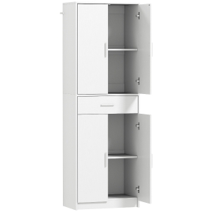 HOMCOM Küchenschrank, 3-stufig verstellbare Regale, Spanplatten, MDF, viel Stauraum, Weiß