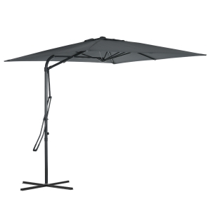 Outsunny Parasol Déporté Carré 2,5m UV Base Incluse Gris