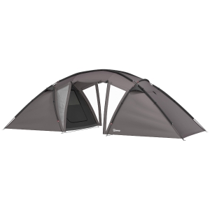 Outsunny Tente de camping familiale pour 4-6 personnes, tente tunnel imperméable 3000 mm avec 2 portes, sac de transport, noir