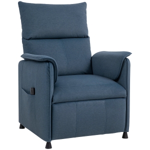 HOMCOM Poltrona Relax Reclinável Elétrica com Função Memória Apoio para Pés Controlo Remoto e Bolsos Laterais 80x83x104 cm Azul