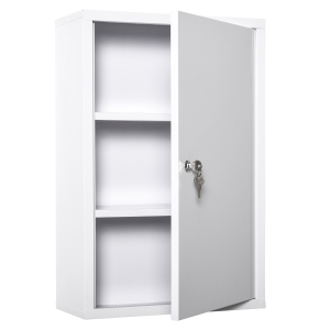kleankin 24''x16'' Steel Wall Mount Medicine Cabinet 3 Tier First Aid Kit Home Emergency Box for Bathroom Kitchen, Lockable with 2 Keys