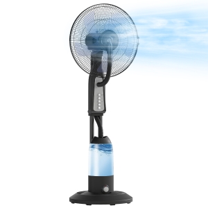 HOMCOM Ventilator cu cu Pulverizare de Apă Reglabil, 3 Viteze și Oscilație 75° Negru