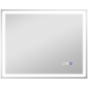 HOMCOM Oglindă Baie cu LED, Antiaburire și Boxă Bluetooth, 80x100 cm, Touch și Funcție Memorie