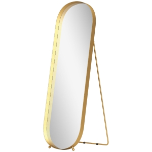 HOMCOM Lustro całego ciała z ramą metalową, 160 x 50 cm, złota rama, do salonu, sypialni