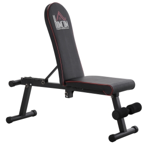 HOMCOM Banco de Pesas Banco de Musculación Plegable con Respaldo Inclinable en 6 Posiciones Banco de Abdominales para Fitness Entrenamiento Completo en Gimnasio Casa Carga 150 kg Negro