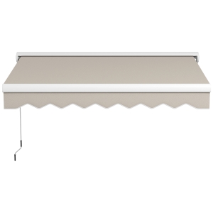 Outsunny Elektrisches manuelles ausfahrbares Rollo 250x200 cm Tragbares Rollo mit Fernbedienung Manuelle Kurbel Aluminiumrahmen Creme