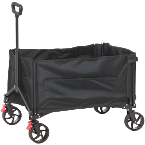 Outsunny Faltbarer Gartenwagen 150 L, Strandtransportwagen mit verstellbarem Griff und seitlichen Taschen 85 x 50 x 90 cm Schwarz