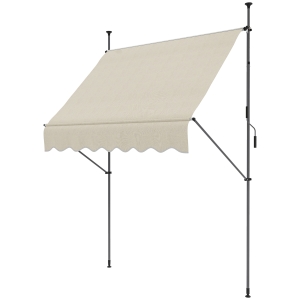 Outsunny Freistehende manuelle ausziehbare Markise 2L x 1,2B x 2,1-3H m Neigbarer Markise Metall und Aluminium Polyester Sand