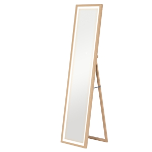 HOMCOM Lustro całego ciała LED, 40 x 160 cm, sterowanie dotykowe, regulacja jasności, 3 kolory, Dąb