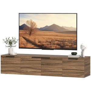 HOMCOM Mobile Porta TV Sospeso fino 65" con 3 Armadietti in Stile Industriale, Marrone Rustico